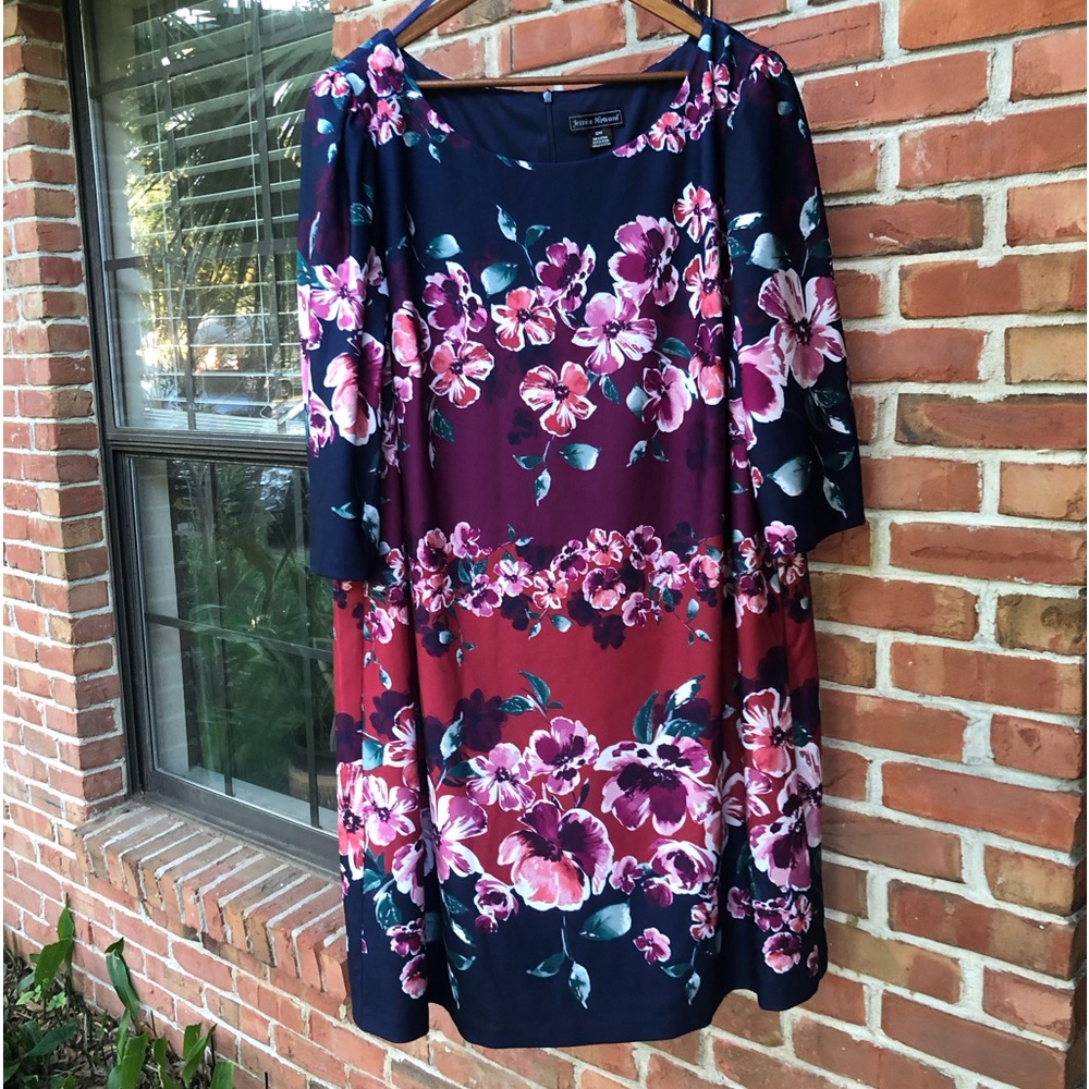 Jessica Howard Ombré Floral Fit and Flare Dress-Multiple Plus Sizes